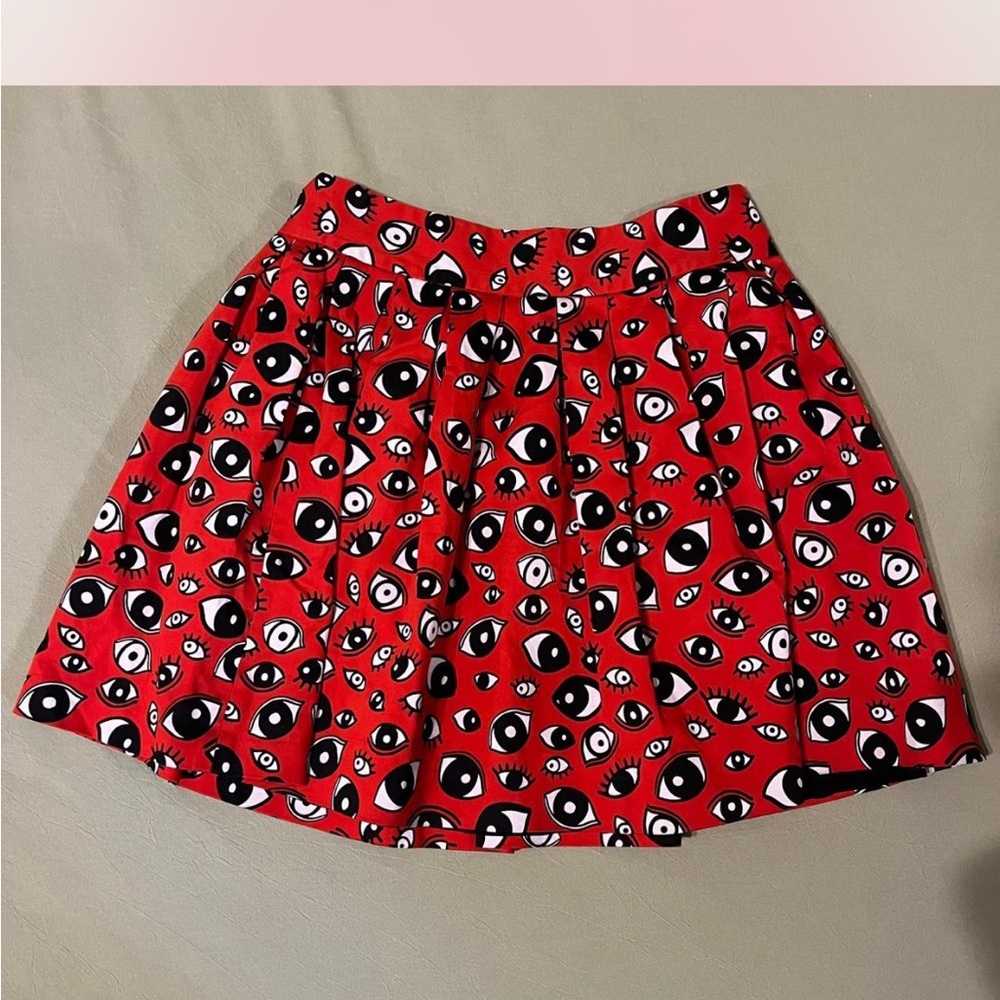 Alice + Olivia Red Eye Print Mini Skirt